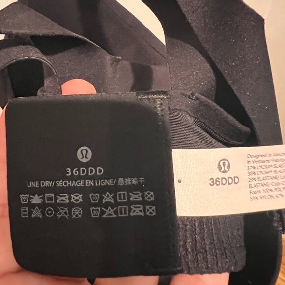 NWT Lululemon AirSupport Bra, Black, Size 36DDD - Picture 2 of 4